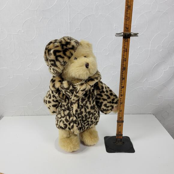 Berkley Designs Kids Stuffed Teddy Bear 13" Pearl Necklace Leapord Fur‎ Coat - Picture 12 of 12